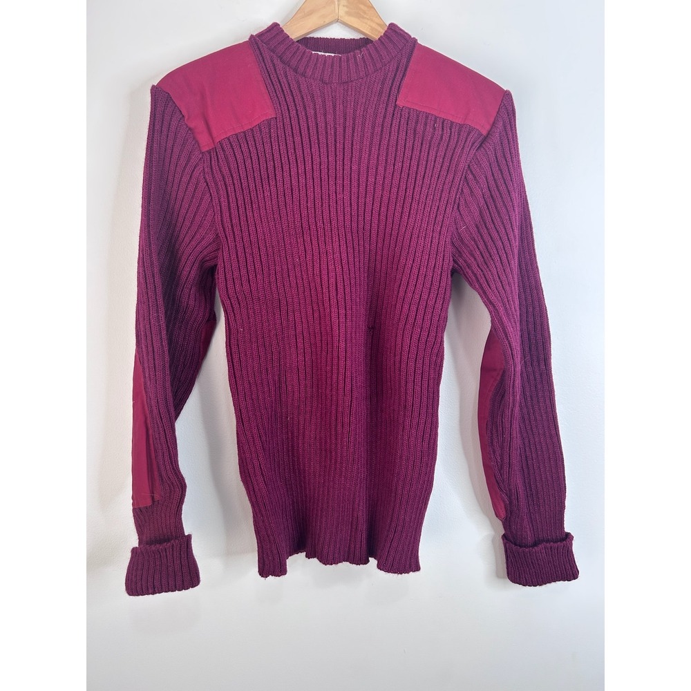 Brigade‎ Quartermasters Woolly Pully Sweater Mens 40 Burgundy Ribbed England